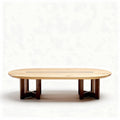 Oval wooden coffee table with natural finish and sturdy frame 150 x 80 x 75cm