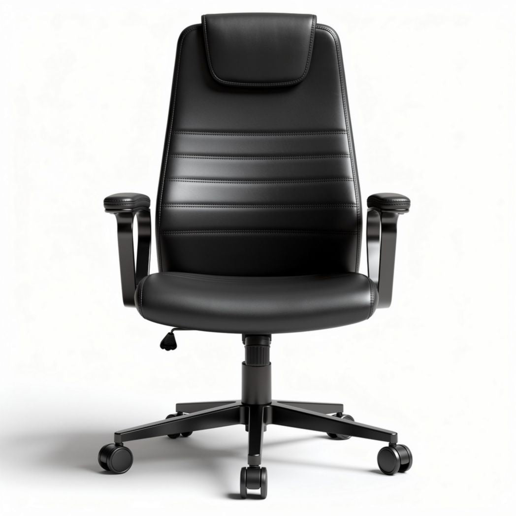 Leather office chair with adjustable headrest and rolling base 50 x 50 x 100cm