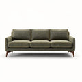 Three-seater sofa in green fabric with wooden legs 210 x 90 x 85cm