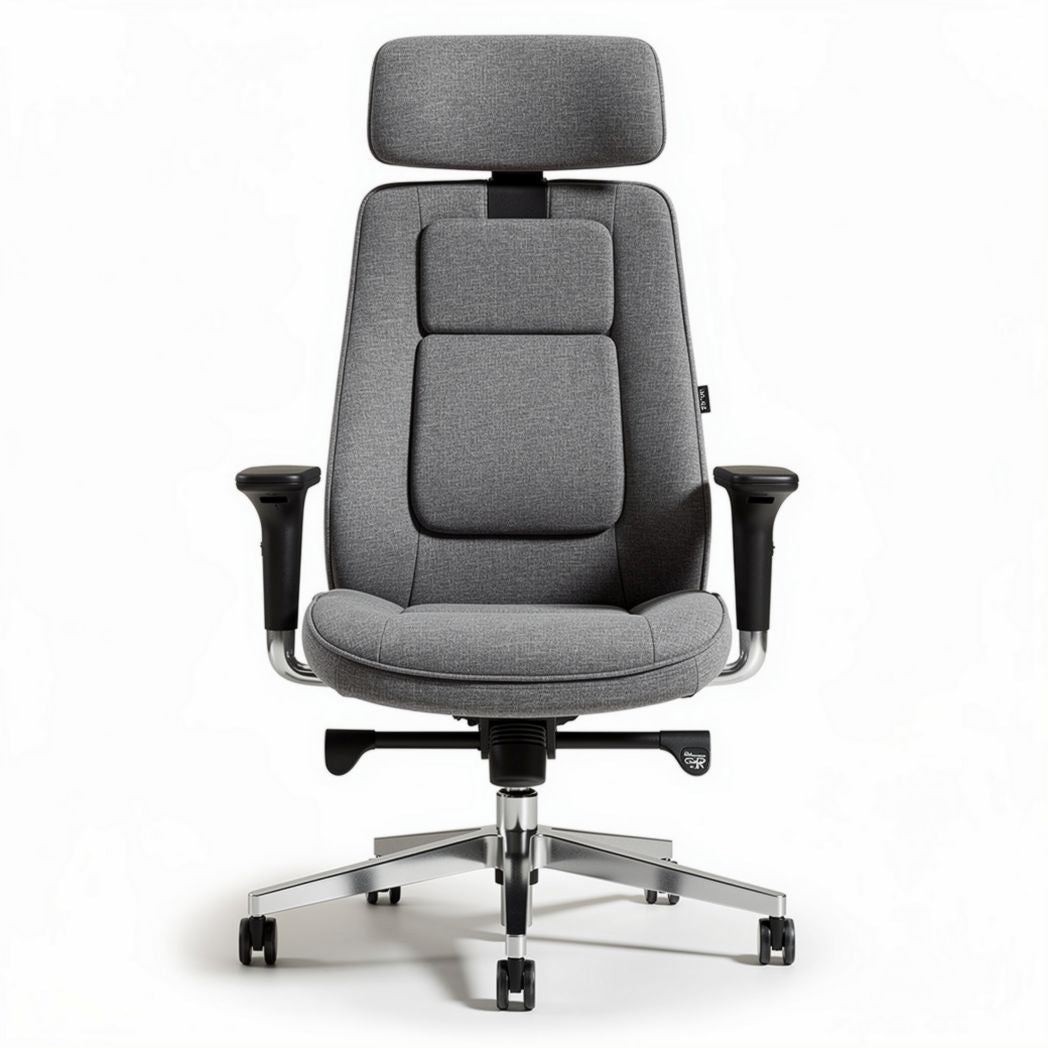 Ergonomic office chair with adjustable height gray fabric upholstery 60 x 60 x 120cm