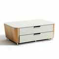 Wood and metal coffee table with two storage drawers 40 x 70 x 120cm
