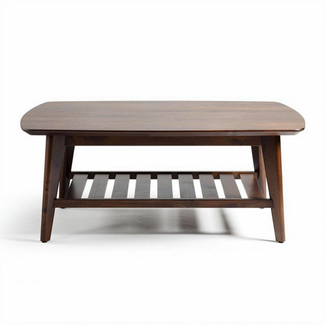 Modern wooden coffee table with open shelf 120 x 75 x 45cm brown