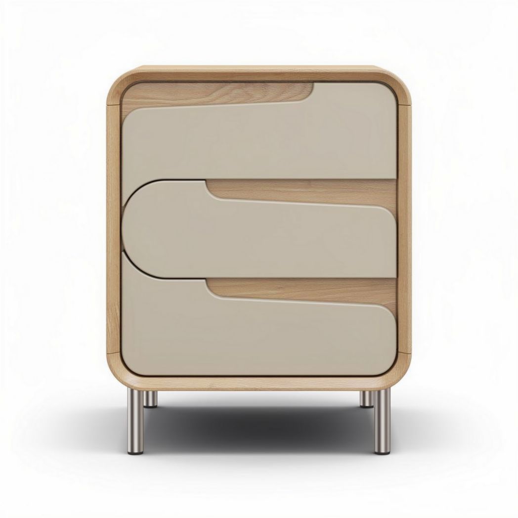 Wooden nightstand with modern design and two drawers 45 x 40 x 50cm