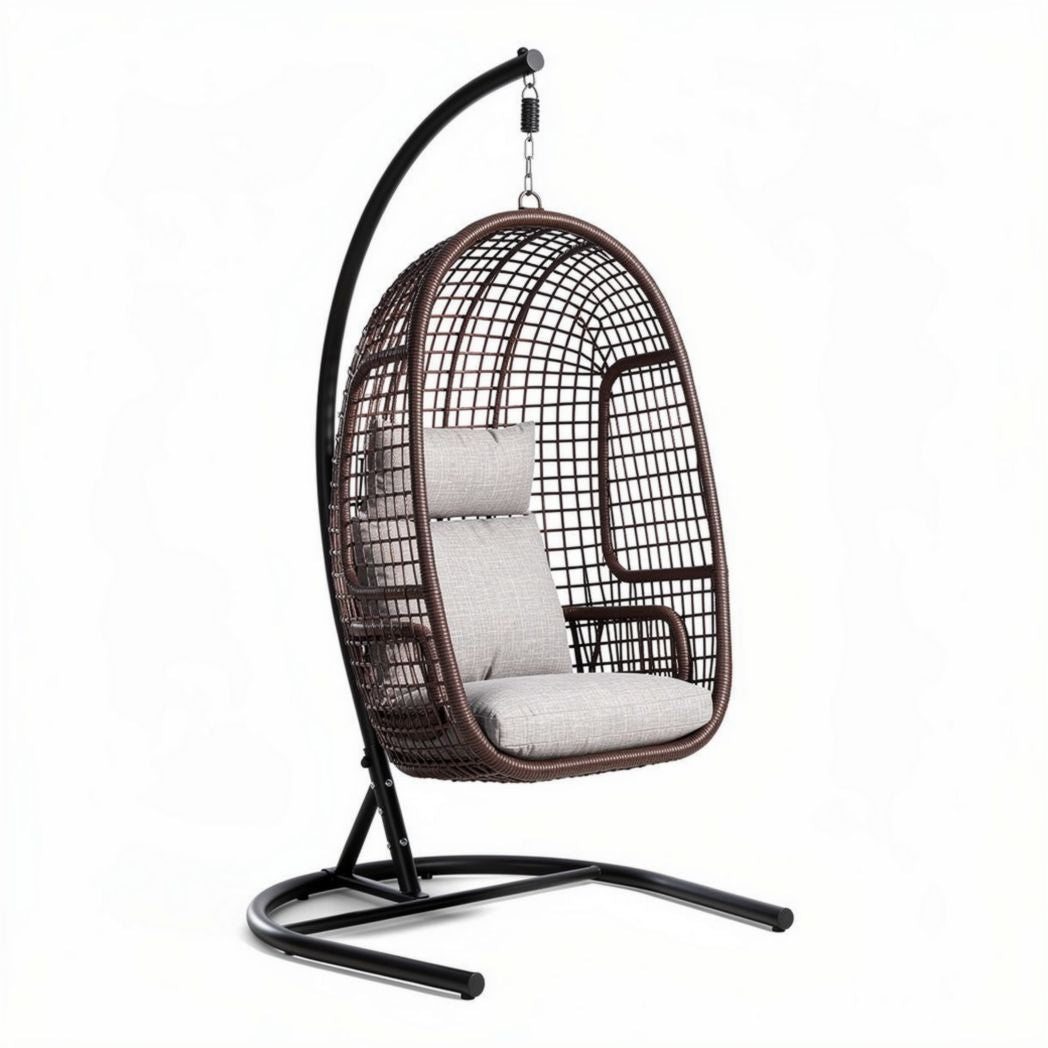 Hanging rattan chair with cushion for indoor and outdoor use 100 x 80 x 120cm